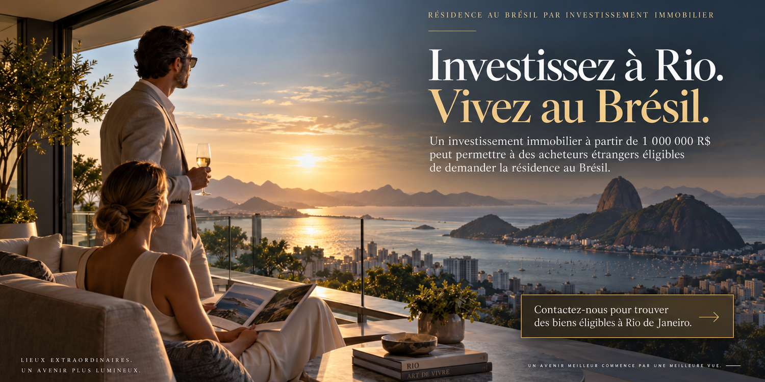 Vue de luxe sur Rio de Janeiro avec message sur la résidence au Brésil par investissement immobilier