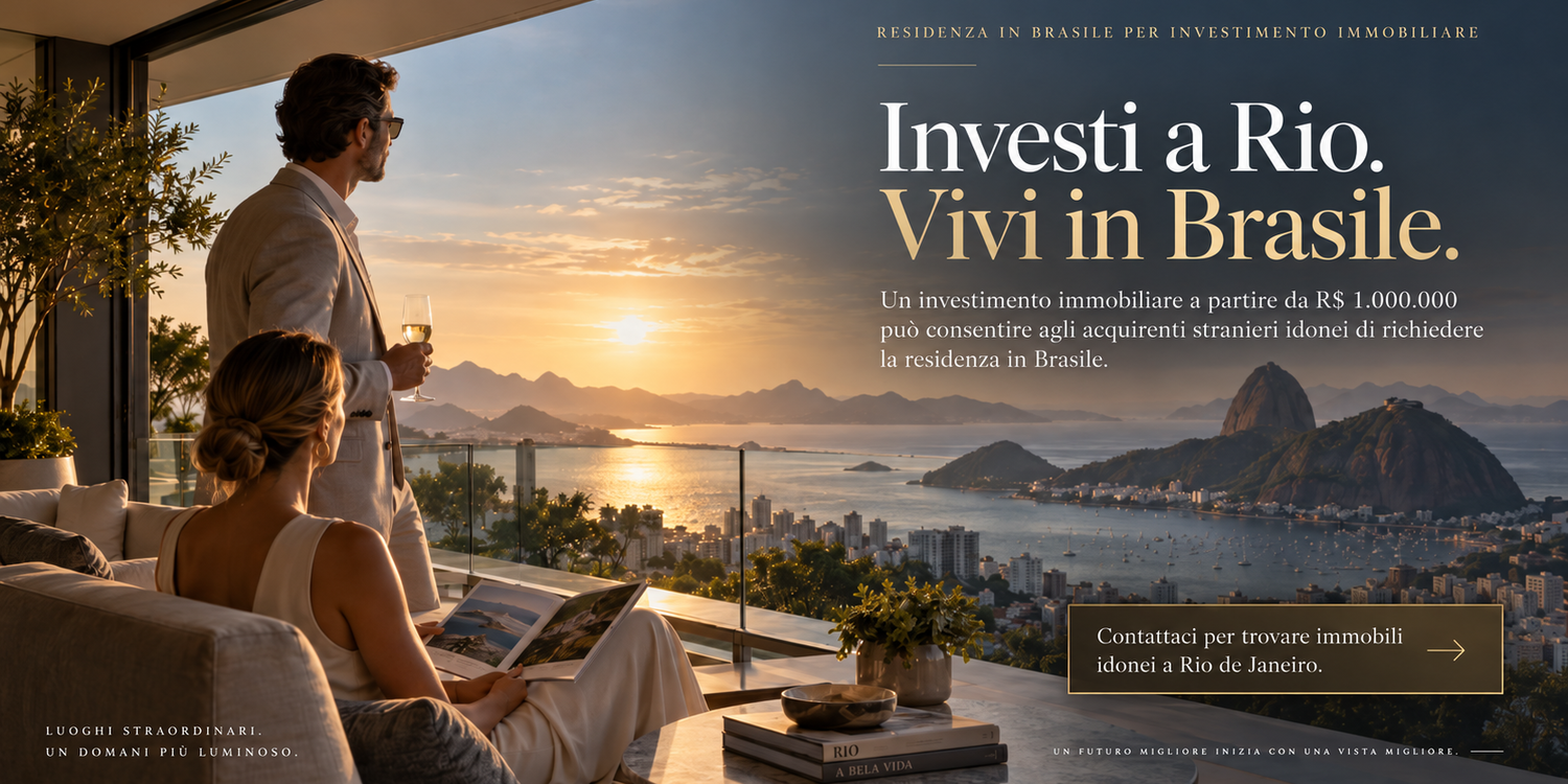 Vista di lusso a Rio de Janeiro con messaggio sulla residenza in Brasile tramite investimento immobiliare